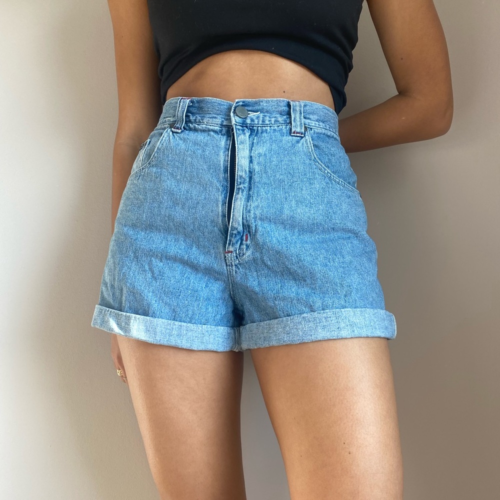 High waisted denim shorts
